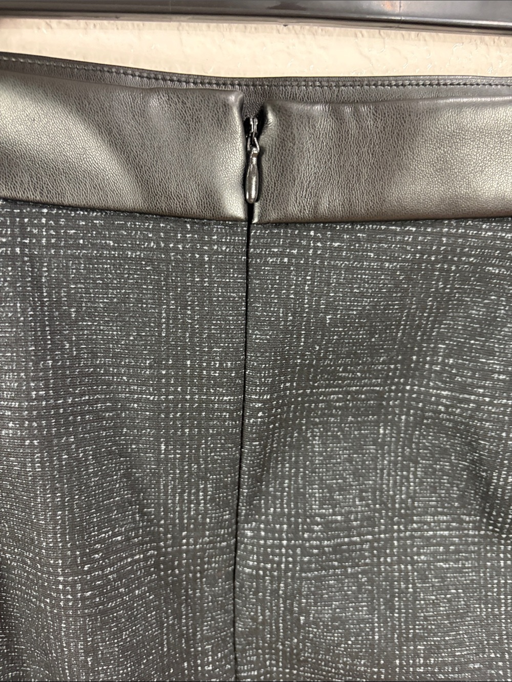 DKNY ,Size 4,Women’s Black Plaid Wrap Mini Skirt with Faux Leather Trim - Picture 7 of 17